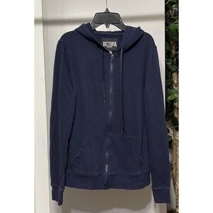 Victoria Sport Womens Navy Blue Full Zip Logo Back Hoodie‎ Sweatshirt Size S